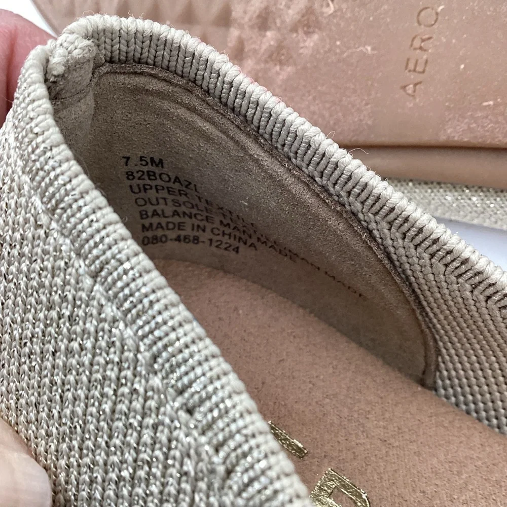AEROSOLES Beige Knit Mary Jane Flats